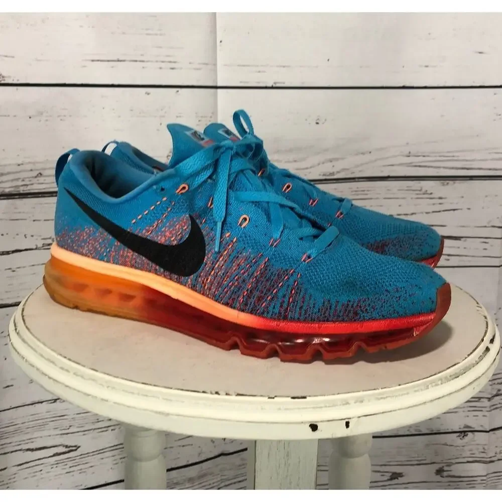 Nike Flyknit Air Max (Vivid Blue/Atomic Orange) size 10